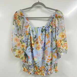 Eclair Large Floral Peasant Blouse Puff Sleeve Cottagecore Coquette Romantic